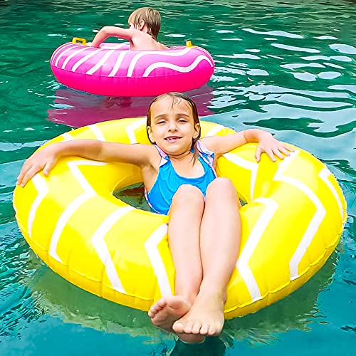 10Leccion 40-Inch Yellow Inflatable Pool Tube with Handles for Adults and Teens