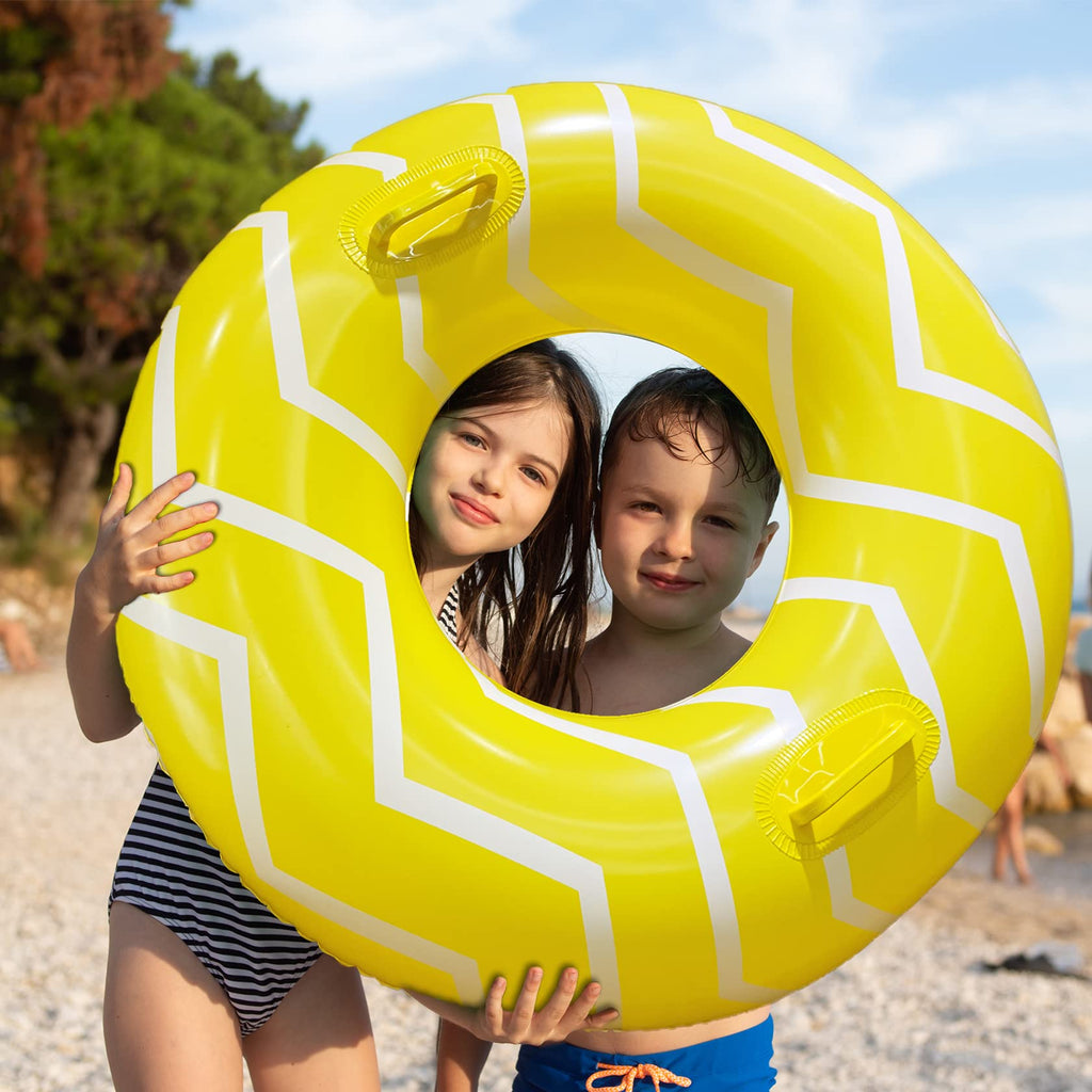 10Leccion 40-Inch Yellow Inflatable Pool Tube with Handles for Adults and Teens