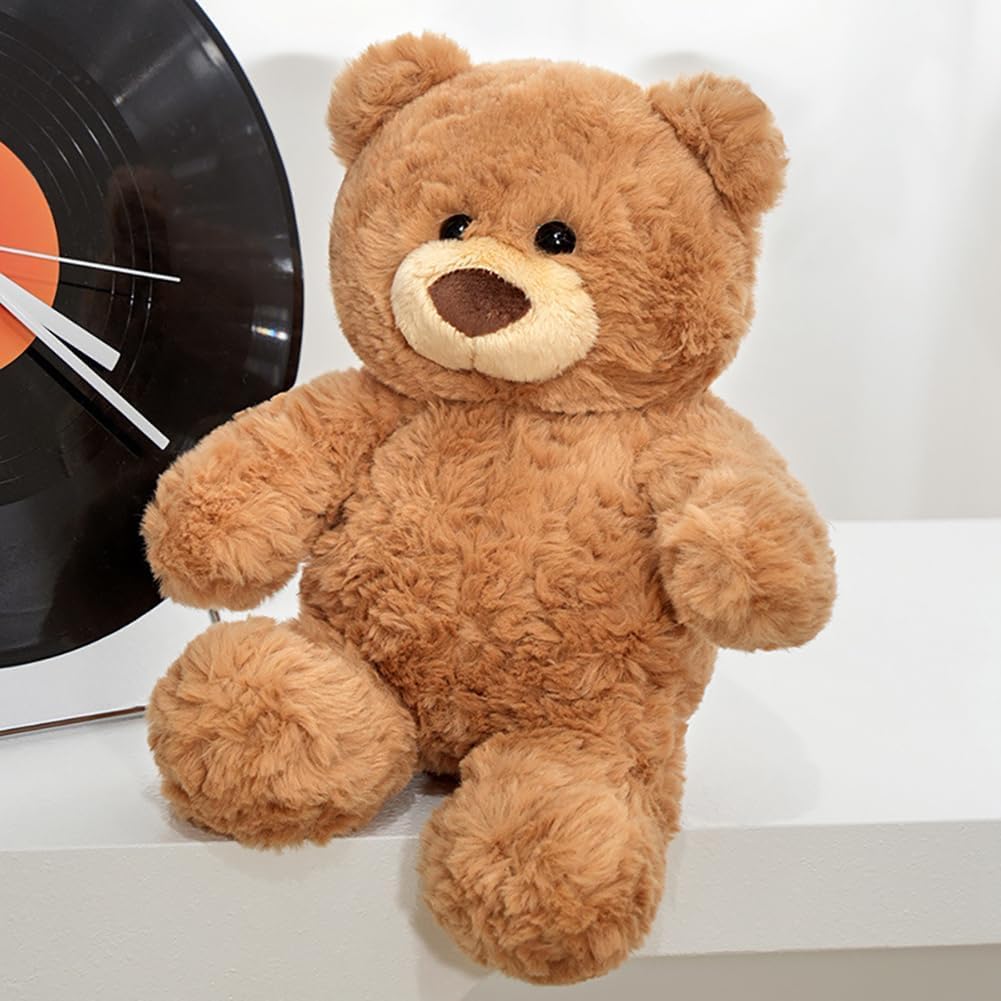 11-Inch Curly Fur Teddy Bear – Soft Plush Toy for Kids & Adults, CPSIA Certified (Brown)