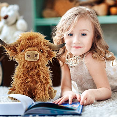 11-Inch Highland Cow Stuffed Animal – Soft Plush Toy by Gluutoyashop