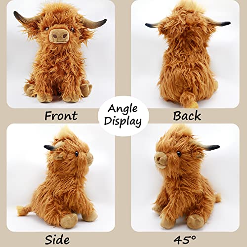 11-Inch Highland Cow Stuffed Animal – Soft Plush Toy by Gluutoyashop