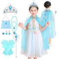 11-Piece Princess Cape Set with Crown, Wand, Jewelry, and Bag for Girls
