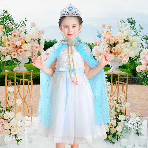 11-Piece Princess Cape Set with Crown, Wand, Jewelry, and Bag for Girls