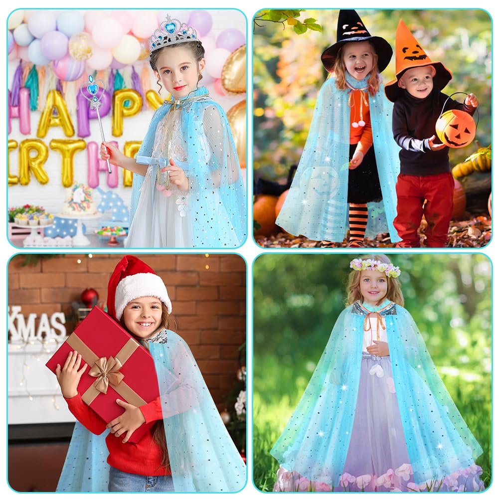 11-Piece Princess Cape Set with Crown, Wand, Jewelry, and Bag for Girls