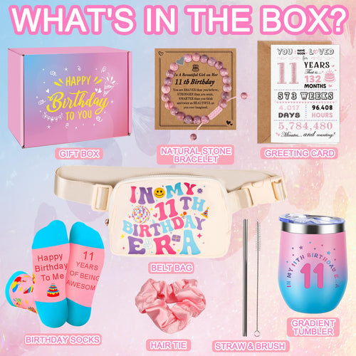 11 Year Old Girl Birthday Gifts – Giftota Tween Gift Set with Tumbler, Bracelet, and Fanny Pack