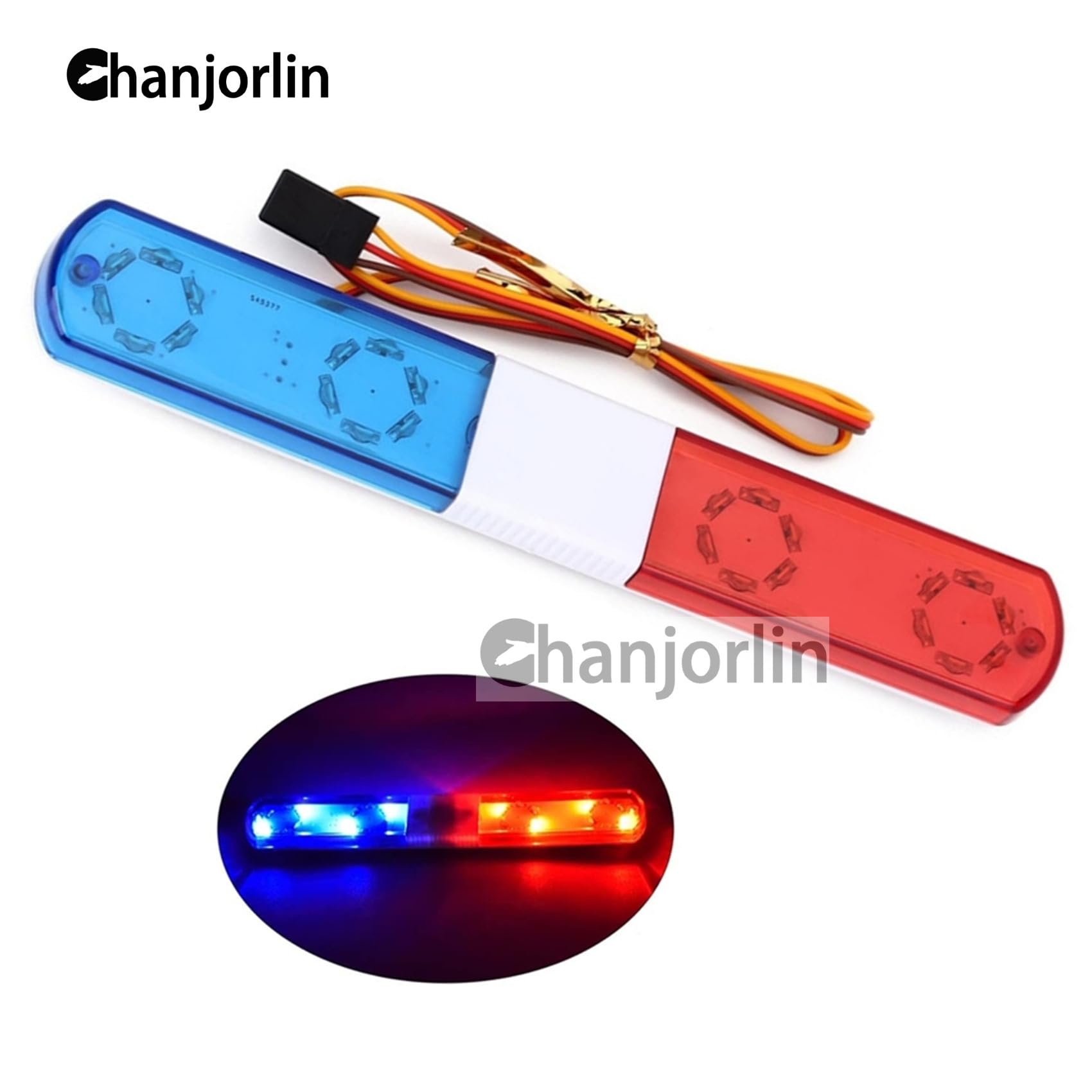 1/10 RC Car Police Lights - 9 Flash Modes Blue&Red LED 145mm for Crawler Trucks