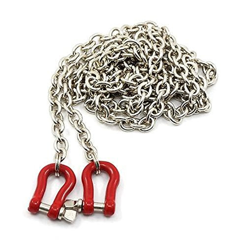 1/10 Scale RC Tow Chain with Red Shackles – LAFEINA Metal Decoration Accessory for Crawler (100 cm)