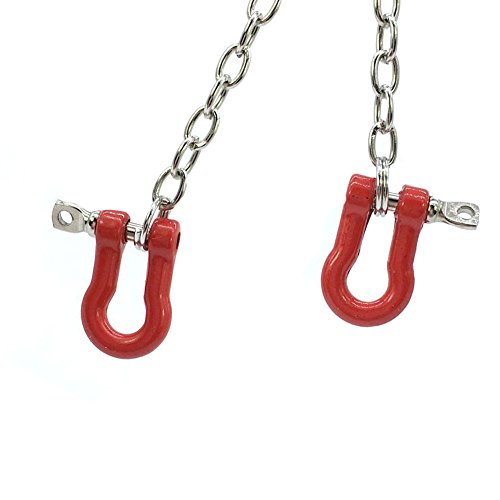 1/10 Scale RC Tow Chain with Red Shackles – LAFEINA Metal Decoration Accessory for Crawler (100 cm)