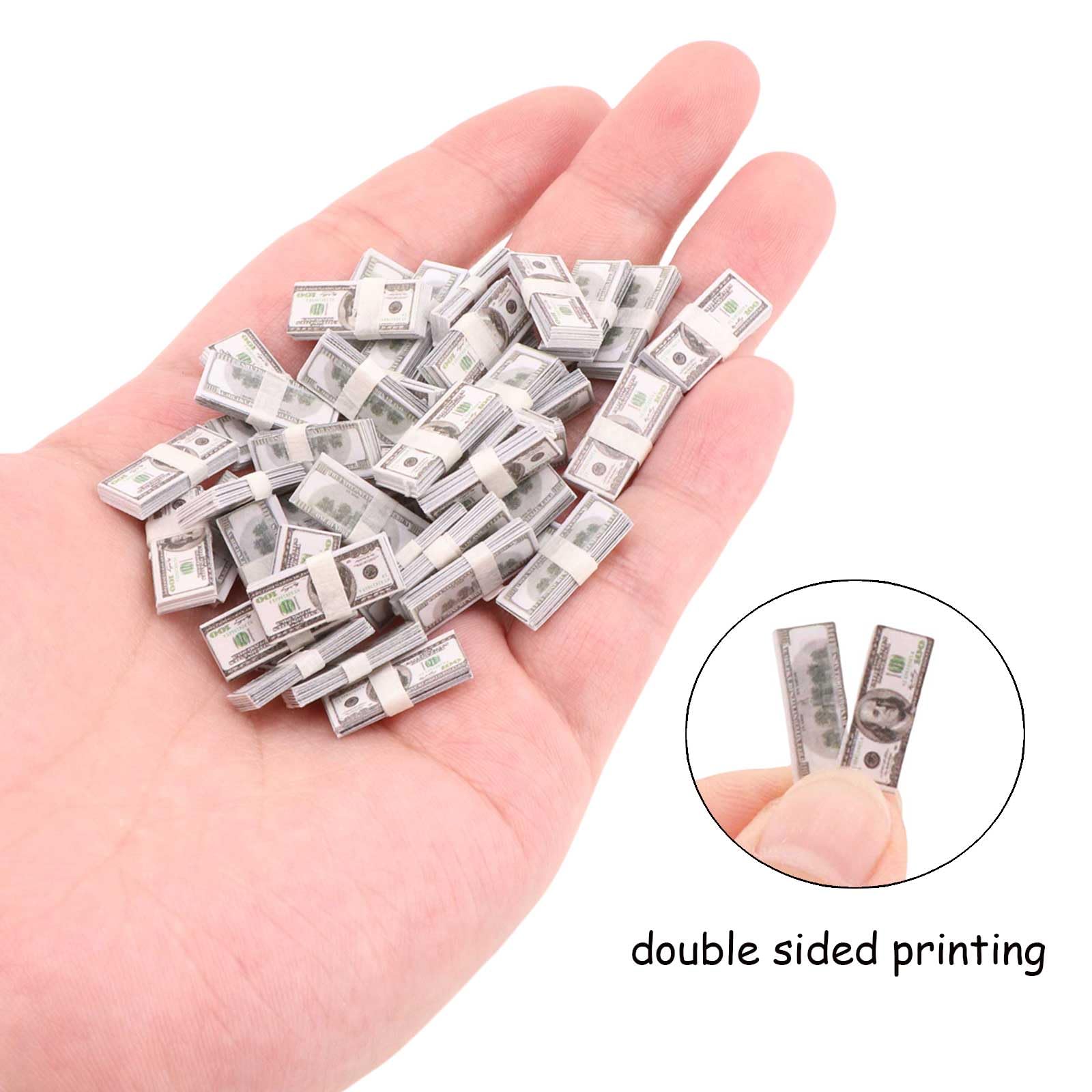 1:12 Scale Miniature Doll Accessories Set – 400 Pcs Fake Money, Playing Cards & Wine Bottle for Dollhouse