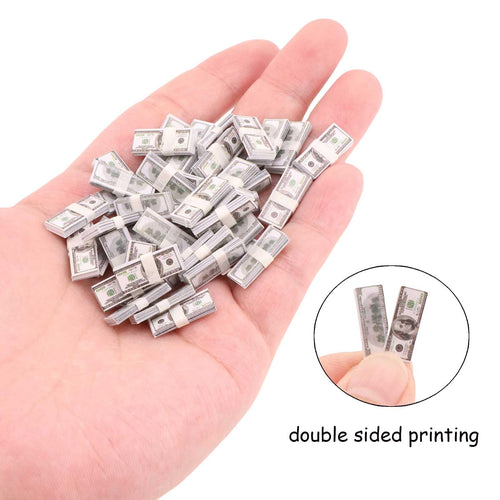 1:12 Scale Miniature Doll Accessories Set – 400 Pcs Fake Money, Playing Cards & Wine Bottle for Dollhouse