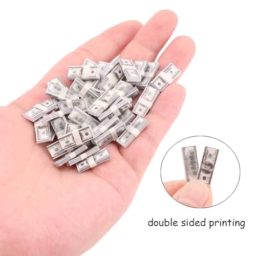 1:12 Scale Miniature Doll Accessories Set – 400 Pcs Fake Money, Playing Cards & Wine Bottle for Dollhouse