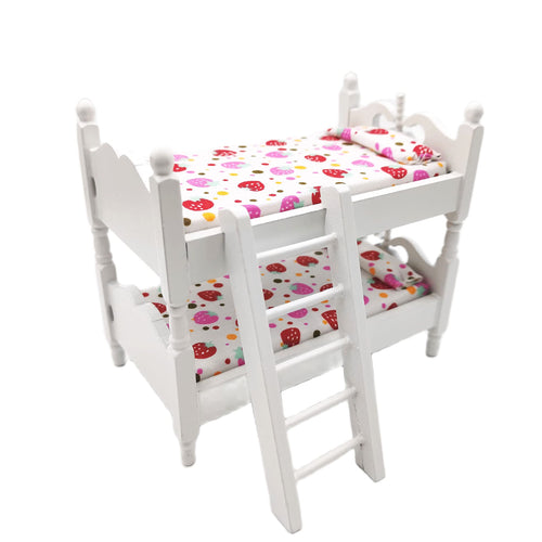 1:12 Scale Wooden Dollhouse Loft Bed with Ladder – SXFSE Miniature Furniture for Bedroom Set