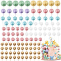 115 Pcs Pastel Foam Ball Cake Toppers - Mini Balloon Cupcake Picks for DIY Cakes, Birthday, Wedding, Baby Shower - 5 Sizes, Non-Edible