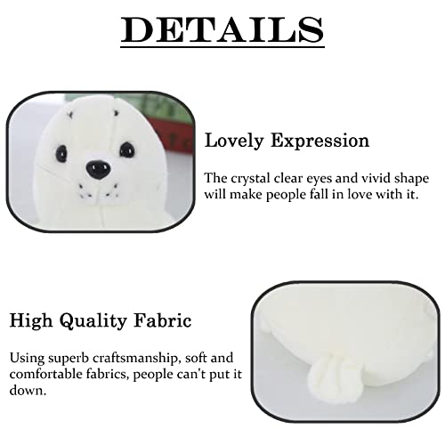 11.8 Inch White Seal Plush Stuffed Animal - Soft Cute Kawaii Pillow Toy for Kids by zhidiloveyou