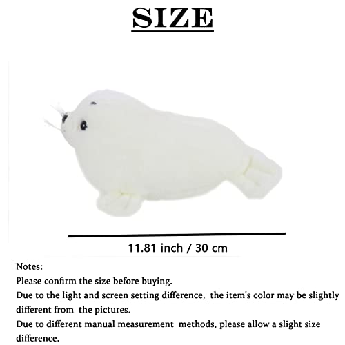 11.8 Inch White Seal Plush Stuffed Animal - Soft Cute Kawaii Pillow Toy for Kids by zhidiloveyou