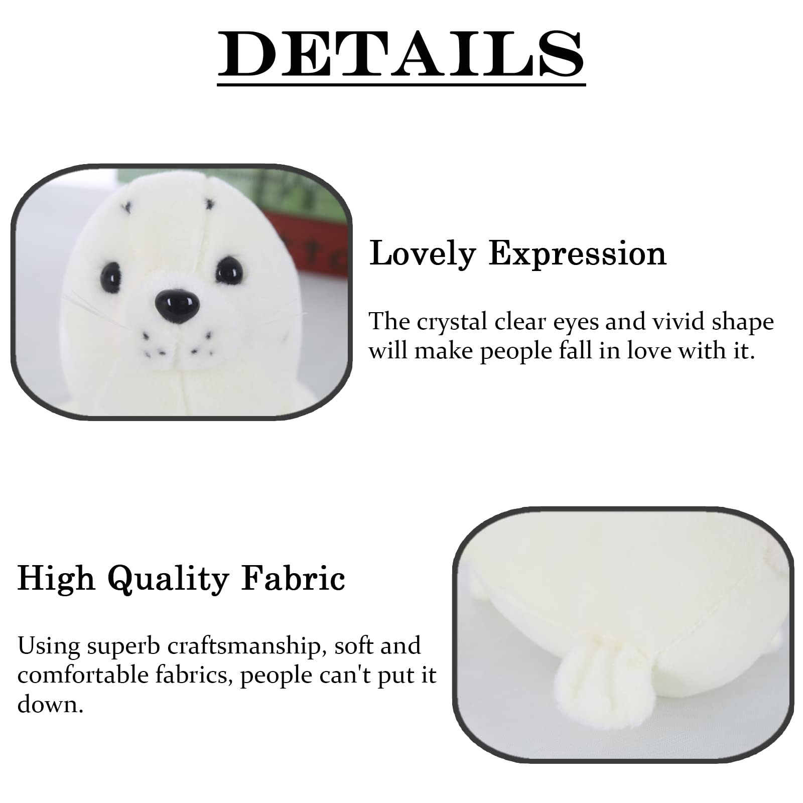 11.8 Inch White Seal Plush Stuffed Animal - Soft Cute Kawaii Pillow Toy for Kids by zhidiloveyou