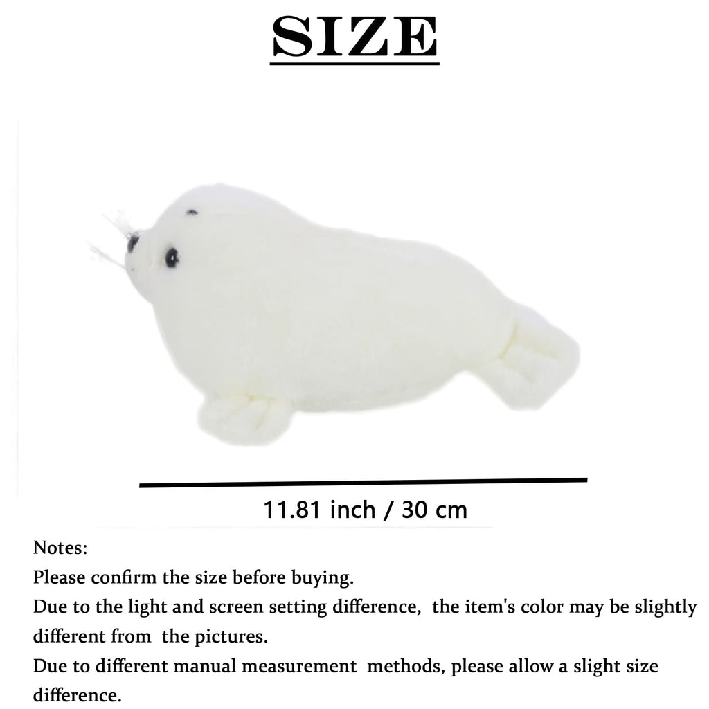 11.8 Inch White Seal Plush Stuffed Animal - Soft Cute Kawaii Pillow Toy for Kids by zhidiloveyou