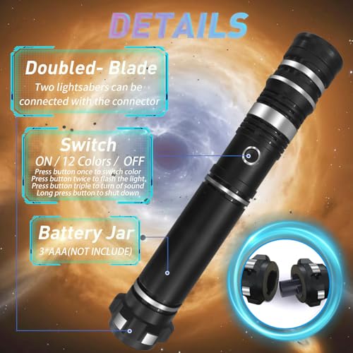 12-Color Expandable Lightsaber Toy with Sound Effects and Mute Mode – 2-in-1 Double-Blade for Kids and Cosplay