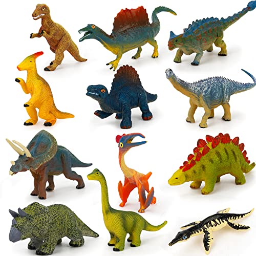 12 Dinosaur Figurines with Matching Cards – Montessori Learning Toy Set for Kids Age 3 and Up