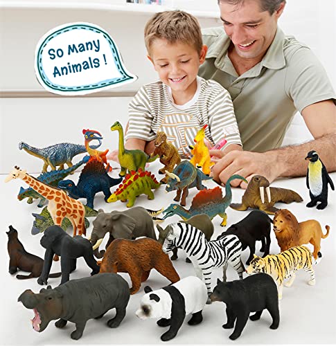 12 Dinosaur Figurines with Matching Cards – Montessori Learning Toy Set for Kids Age 3 and Up