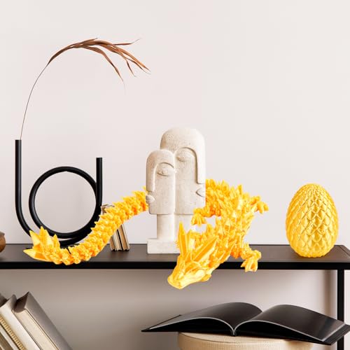 12-Inch 3D Printed Dragon Egg with Dragon Inside – Laser Yellow Green Fidget Toy Executive Desk Decor
