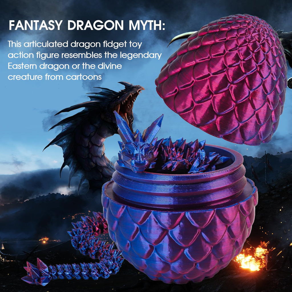12-Inch 3D Printed Dragon Egg with Dragon Inside – Laser Yellow Green Fidget Toy Executive Desk Decor