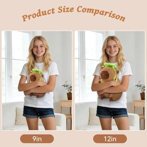 12-Inch Capibara Plush with Removable Turtle Backpack - Kawaii Soft Stuffed Animal for Kids & Teens
