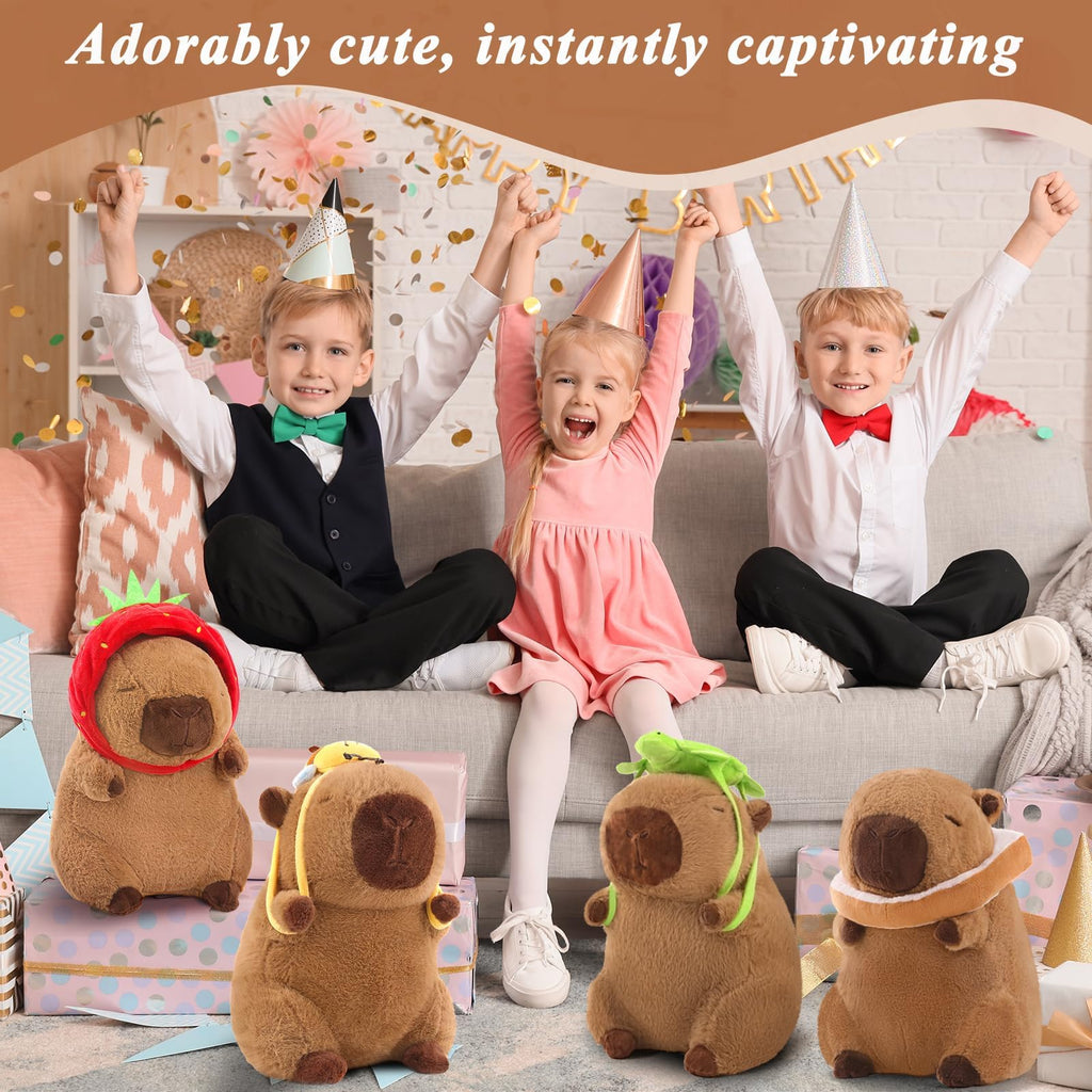 12-Inch Capibara Plush with Removable Turtle Backpack - Kawaii Soft Stuffed Animal for Kids & Teens