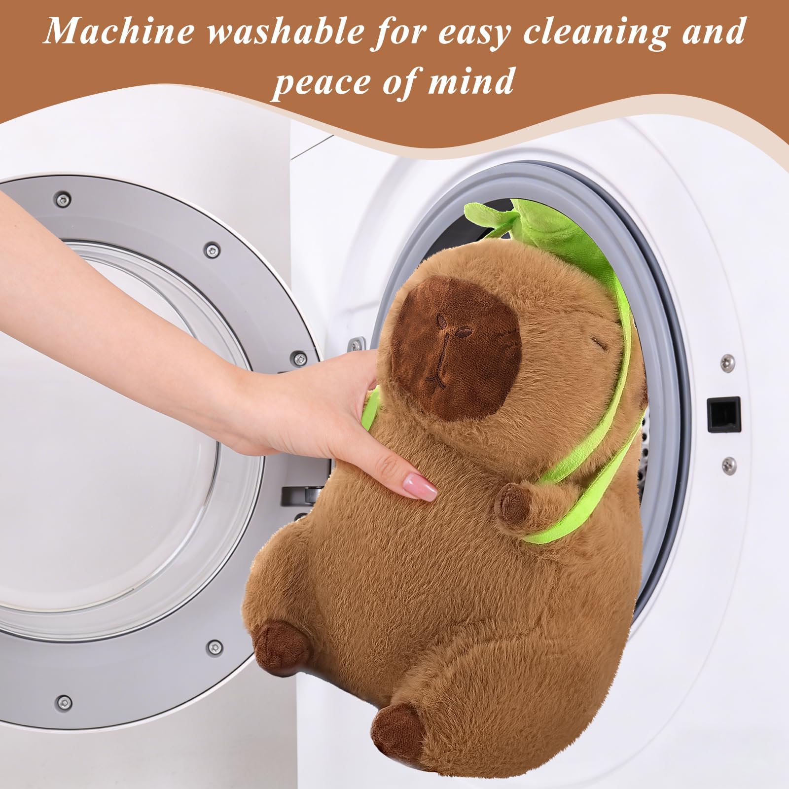 12-Inch Capibara Plush with Removable Turtle Backpack - Kawaii Soft Stuffed Animal for Kids & Teens