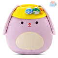 12 Inch Purple Easter Bunny Plush Pillow with Floppy Ears and Egg Hat – Soft Hugging Stuffed Animal for Kids and Home Decor