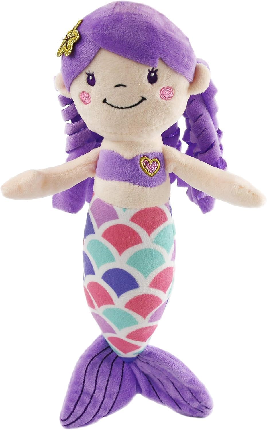 12-Inch Purple Mermaid Plush Toy – Soft Mermaid Princess Stuffed Animal with Glitter Heart, Safe for Toddlers
