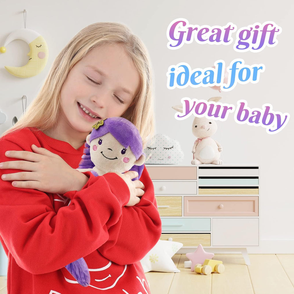 12-Inch Purple Mermaid Plush Toy – Soft Mermaid Princess Stuffed Animal with Glitter Heart, Safe for Toddlers