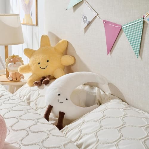 12-Inch Smiling Sun Plush Pillow – Soft Cuddly Stuffed Animal Toy with 3D Face, Machine Washable