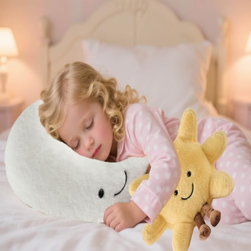 12-Inch Smiling Sun Plush Pillow – Soft Cuddly Stuffed Animal Toy with 3D Face, Machine Washable