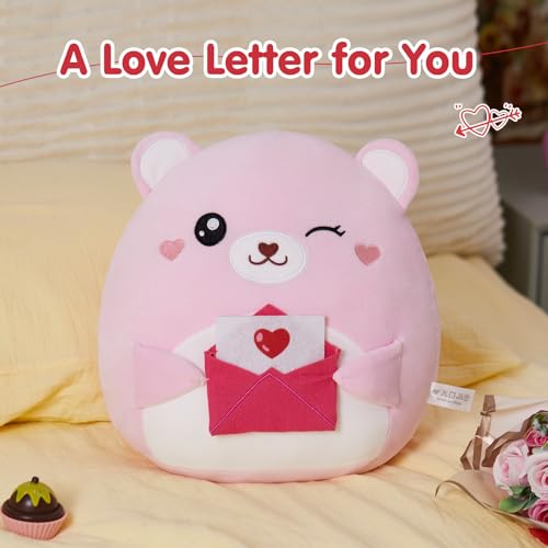 12-Inch Valentine Teddy Bear Plush with Love Letter – Soft Cuddly Pillow for Kids and Girlfriends
