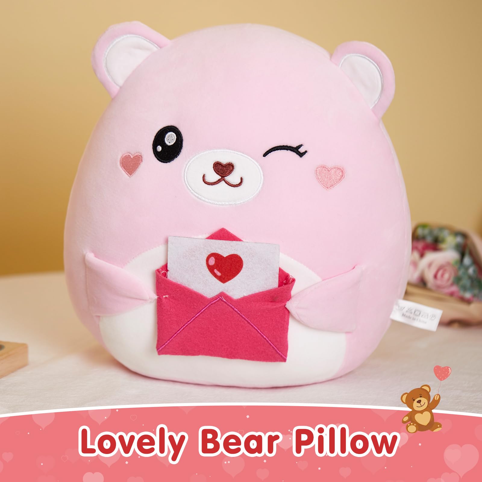 12-Inch Valentine Teddy Bear Plush with Love Letter – Soft Cuddly Pillow for Kids and Girlfriends