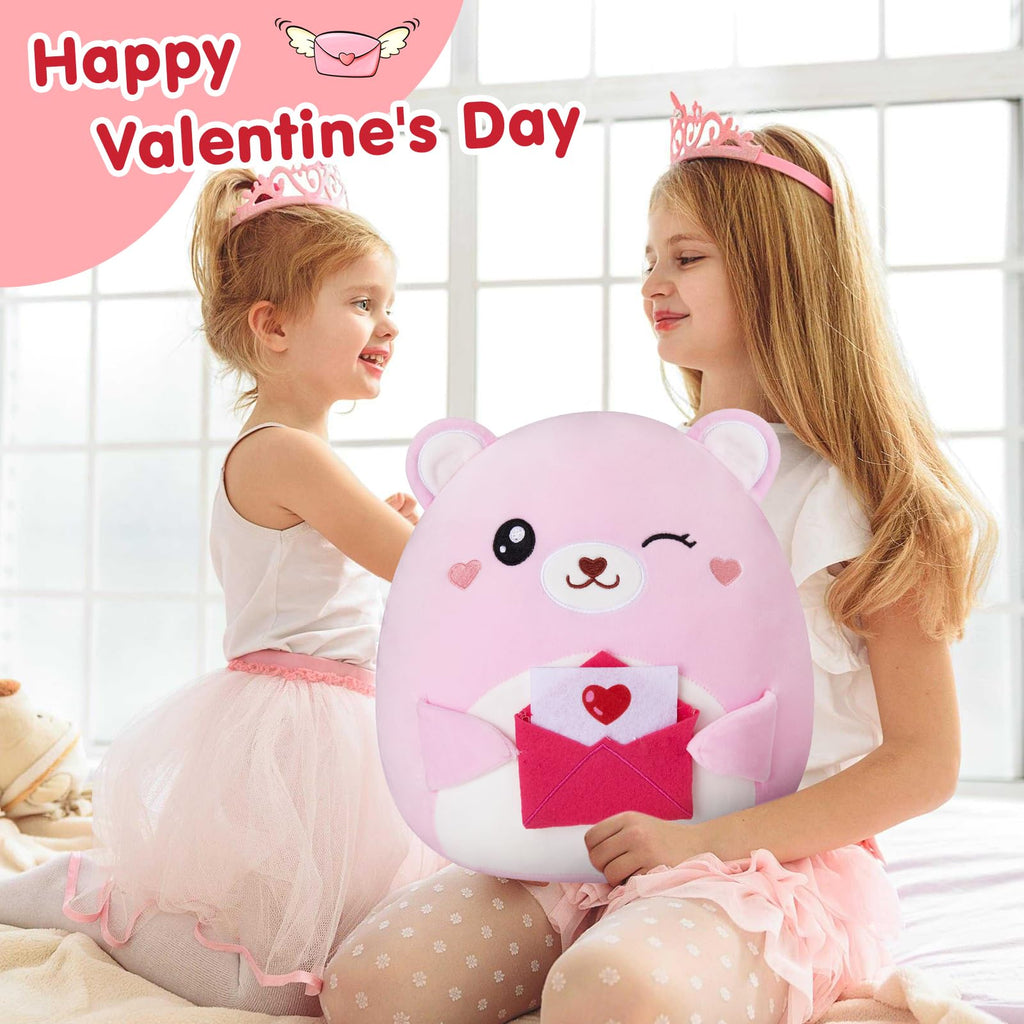 12-Inch Valentine Teddy Bear Plush with Love Letter – Soft Cuddly Pillow for Kids and Girlfriends