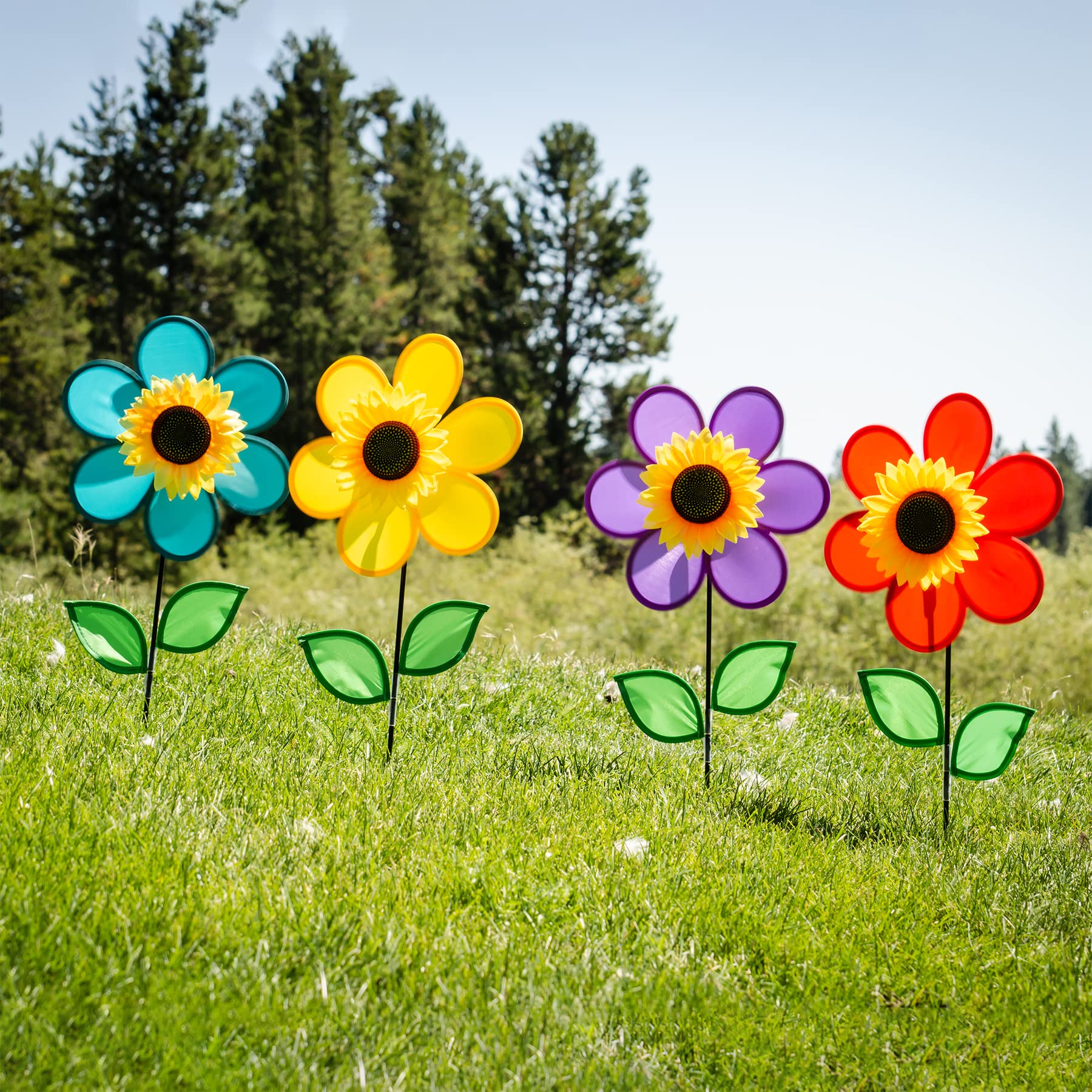 12-Inch Yellow Sunflower Wind Spinner by In the Breeze – Weather-Resistant Fabric & Fiberglass Frame for Yard or Garden