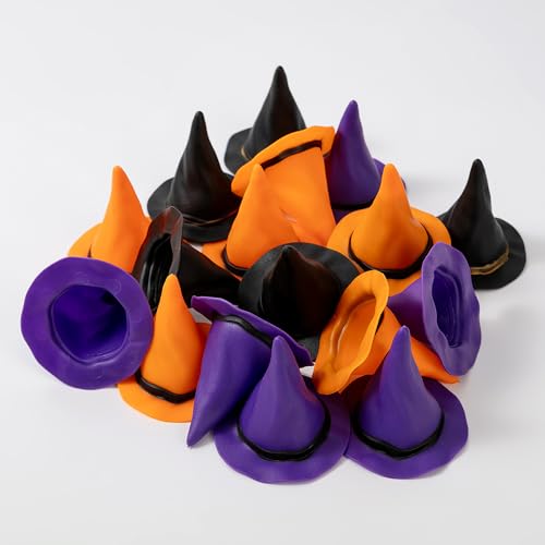 12 Mini Plastic Witch Hats for Halloween Crafts & Decor – 2.95 Inch Wizard Hats, Party Supplies