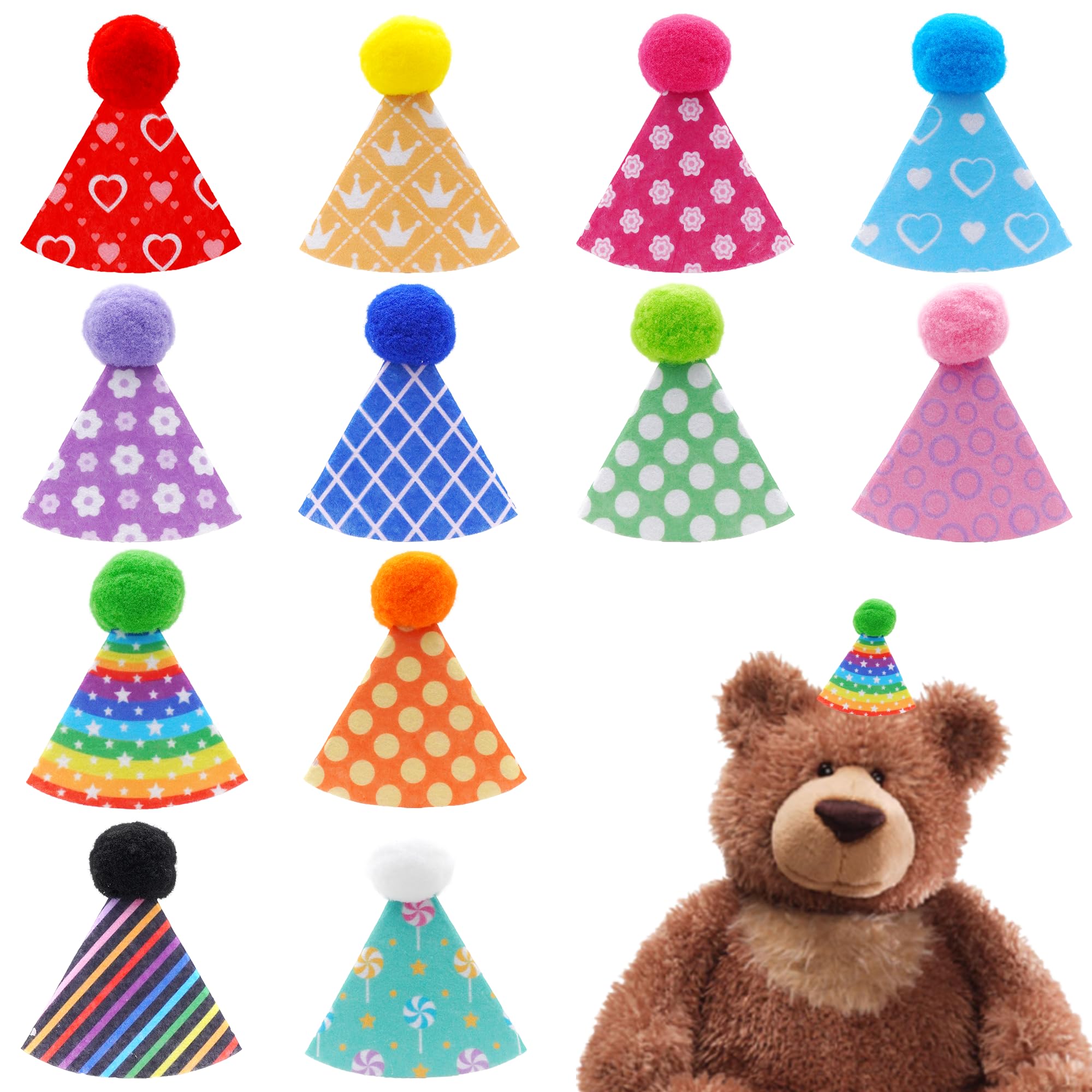 12 Pack Adult Sized Felt Party Hats – Reusable Cone Hats for Birthdays, Pets & Stuffed Animals