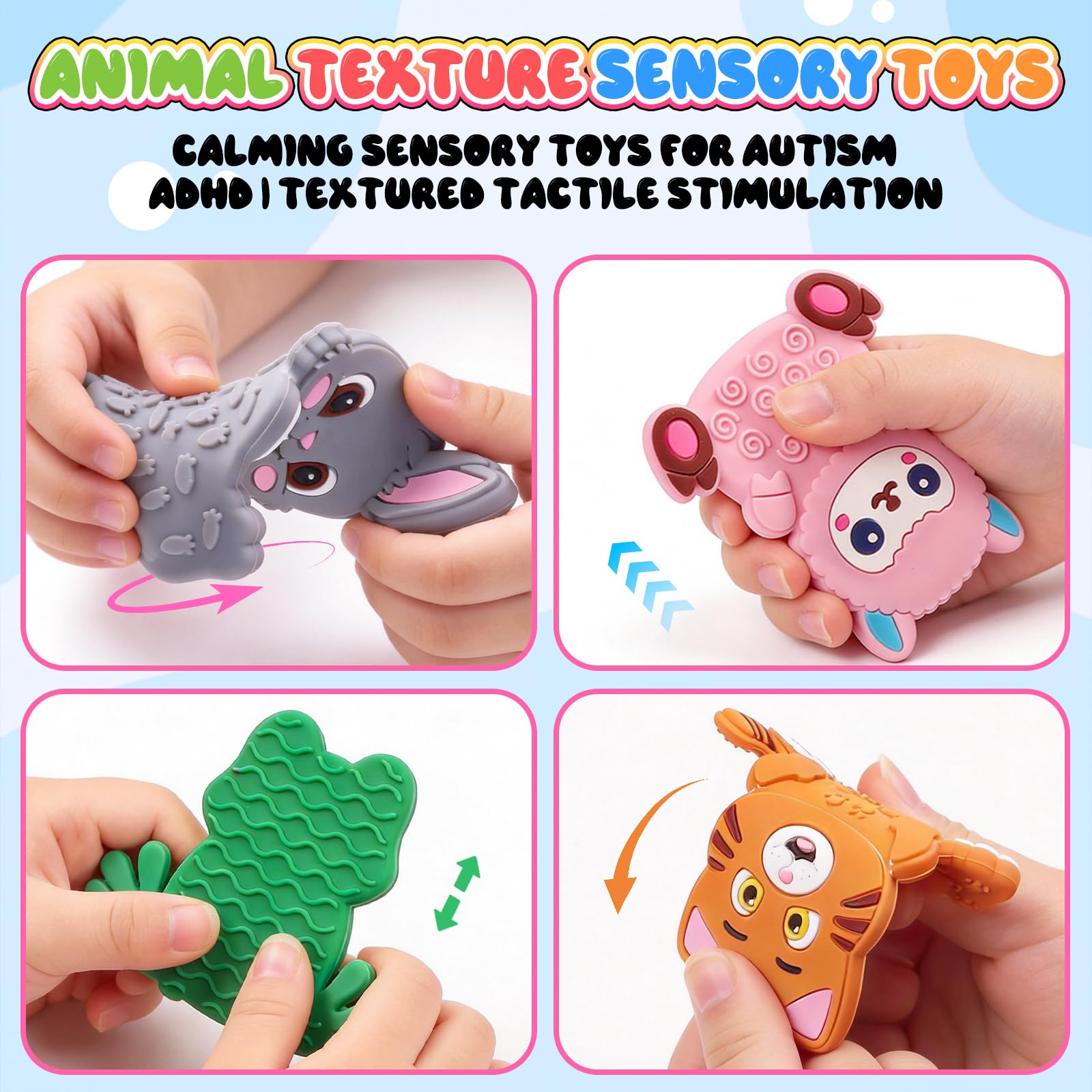12-Pack Animal Sensory Toys – Silicone Fidgets for Toddlers, Travel, and Classroom Calming