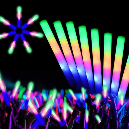 12 Pack Foam Glow Sticks with 3 Modes – Bendable LED Party Lights for Weddings, Halloween, and More