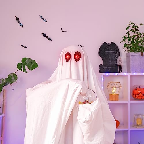 12-Pack Halloween LED Glowing Eyes for Masks | Red Light, 24-Inch Wire, Battery Operated