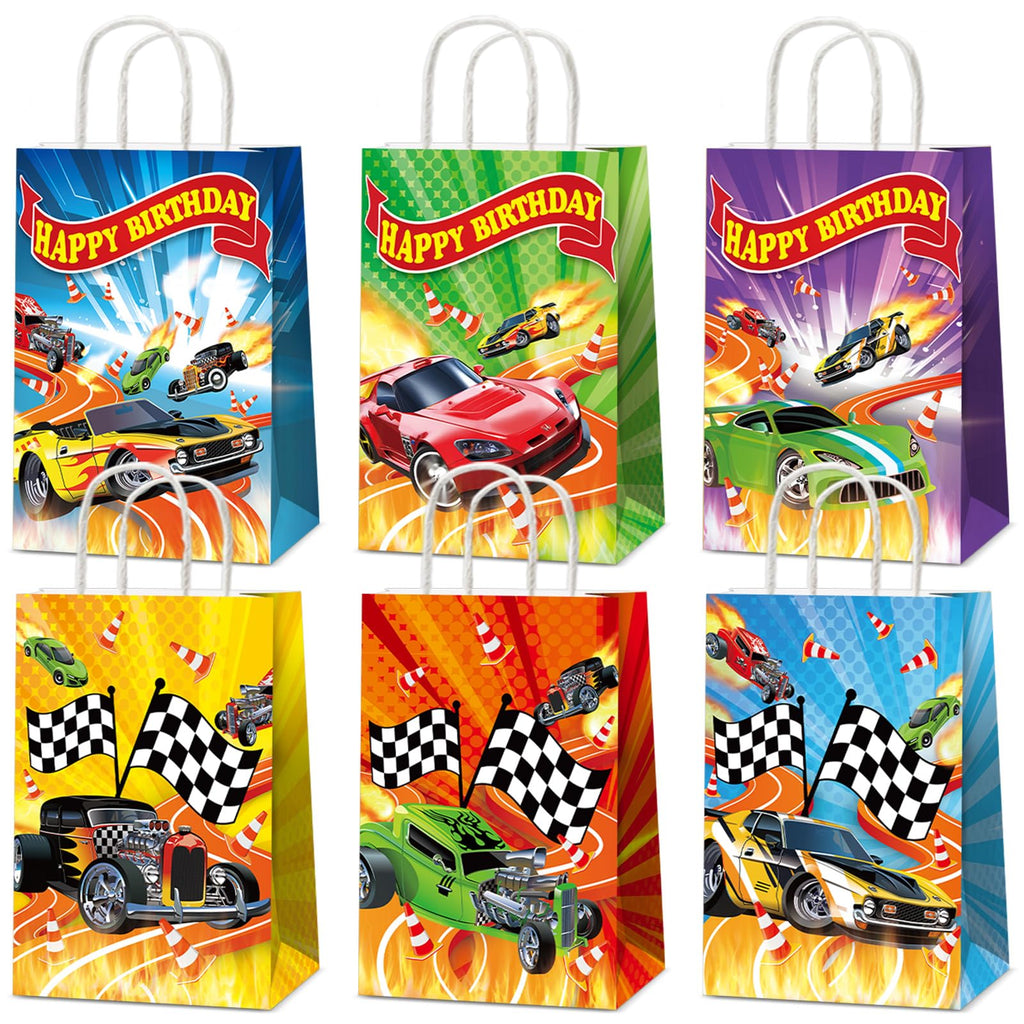 12 Pack Hot Car Party Favor Bags – Race Car Themed Goodie Bags for Birthday Baby Shower