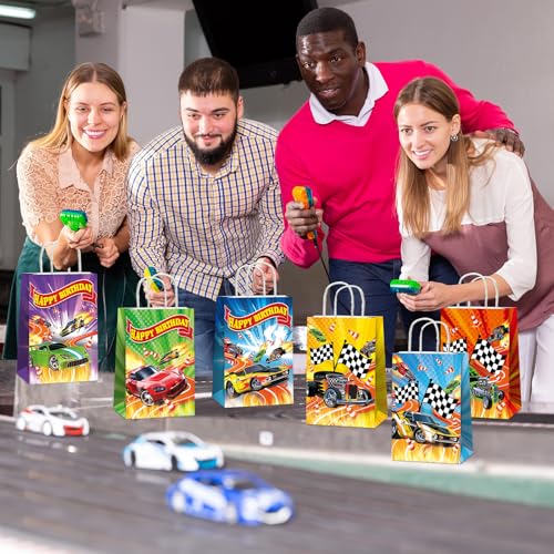 12 Pack Hot Car Party Favor Bags – Race Car Themed Goodie Bags for Birthday Baby Shower