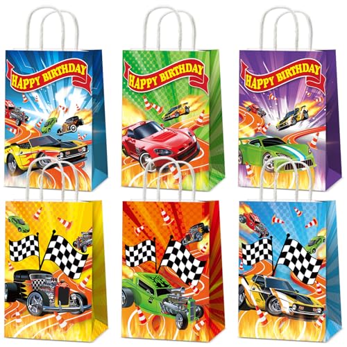 12 Pack Hot Car Party Favor Bags – Race Car Themed Goodie Bags for Birthday Baby Shower