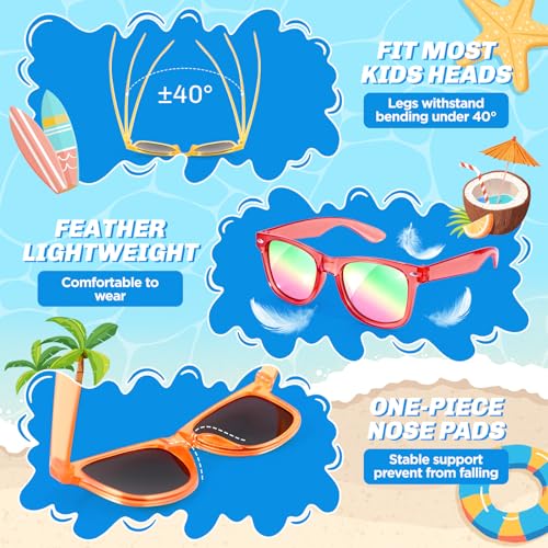 12 Pack Kids Sunglasses for Ages 3-8 – Bulk Neon Sunglasses with UV 400 Protection for Party Favors, Goodie Bags, and Classroom Gifts by GIFTINBOX