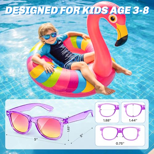 12 Pack Kids Sunglasses for Ages 3-8 – Bulk Neon Sunglasses with UV 400 Protection for Party Favors, Goodie Bags, and Classroom Gifts by GIFTINBOX