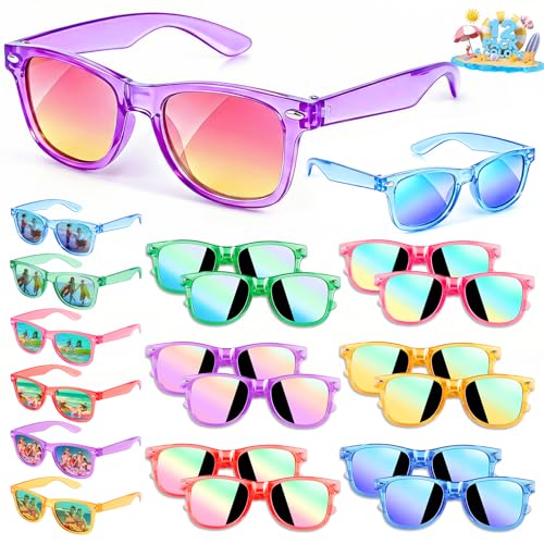 12 Pack Kids Sunglasses for Ages 3-8 – Bulk Neon Sunglasses with UV 400 Protection for Party Favors, Goodie Bags, and Classroom Gifts by GIFTINBOX