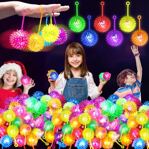 12 Pack LED Light Up Bouncy Balls for Kids - 2.2 Inch Glow in the Dark Sensory Stress Balls - Party Favors, Classroom Prizes, and Toddler Toys